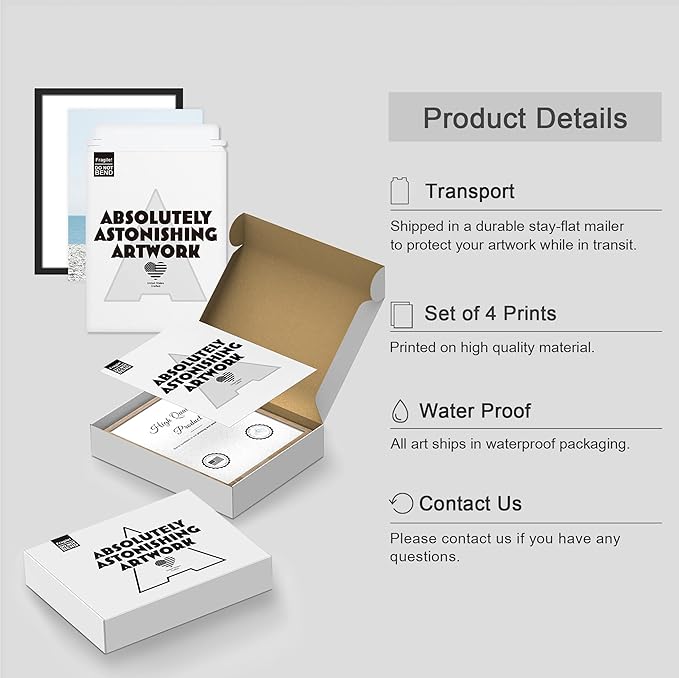 SIGNWIN Framed White Surfboard Tropical Palm Tree Beach Shore Wall Art, Set of 4 Landscape Colorful Wall Decor Prints, Nature Wilderness Wall Décor for Living Room, Bedroom - 11"x14" Black