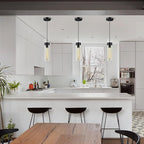 Modern Glass Black Pendant Lights Kitchen Island, Adjustable Cord Pendant Light Fixtures,Kitchen Pendant Lighting Over Island,Indoor Chandeliers for Bedroom Bathroom, Included Bulb