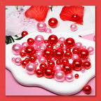 300Pcs Vase Filler Red Pink No Hole Faux Pearl Beads for Vase Filling Decorations, Candle Centerpieces, Wedding Centerpieces, Home Party Decor (8/14/20mm)
