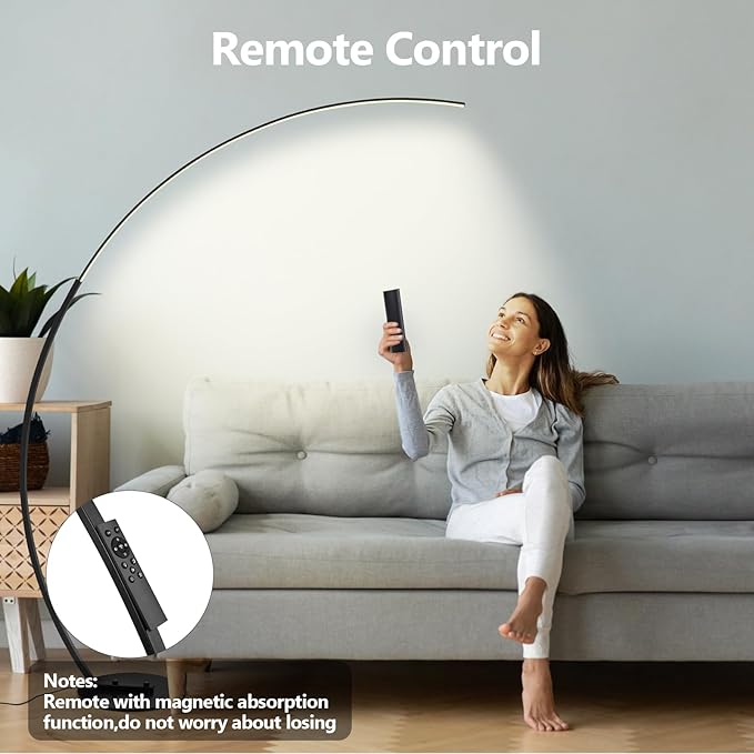 CHICLUX Arc Floor Lamp, Dimmable LED Floor Lamp with 3 Color Temperatures, Ultra Bright, Modern Standing Tall Lamp with Remote Reading Floor Lamp for Living Room Bedroom Office