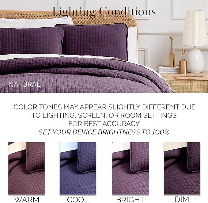 Southshore Fine Living, Inc. Twin XL Comforter Quilt Set, Dorm Bedding Essentials, Stain Resistant, Machine Washable Purple Bed Spread, Twin XL Quilt Bedspread Set with Matching Pillow Sham, Purple