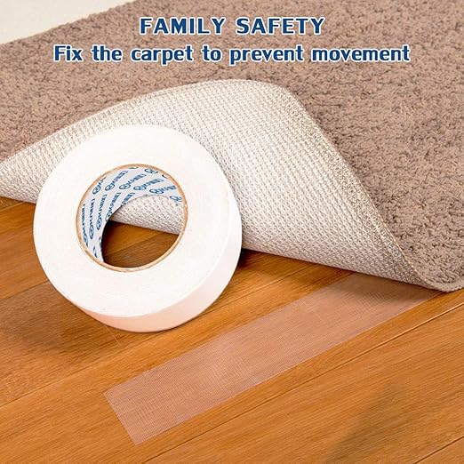Heavy Duty Carpet Tape Double Sided 3 in x 20YD Rug Tape for Area Rugs on Carpet Perfect Rug Gripper for Holding Area Rugs Hardwood Floors Outdoor Rugs Stair Treads White.