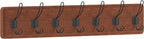 HBCY Creations Rustic Brown Solid Wood Wall Mounted Coat Rack with Shelf, 7 Hooks, 34" Long - Kitchen, Mudroom, Entryway, Bathroom - Includes Mounting Hardware, Coat Hanger, Dog Leash Hooks