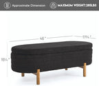 Furniliving 46” Storage Benches, End of Bed Bench with Button-Tufted Large Upholstered Storage Ottoman Teddy Window Bench with Storage Shoe Cabinet Bench, for Bedroom, Entryway, Closet, Black