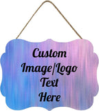 Personalized Wooden Welcome Sign Front Door Decor Personalized Home Sign Door Decorations Customized Image/Text Hanging Door Sign Farmhouse Decorations for Home Office 11.2 * 8 Inch