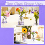 Glass Bud Vases Set of 12, Purple Small Glass Vase for Wedding Centerpieces, Clear Vase in Bulk | Purple Bud Flower Vases for Elegant Floral Displays, Table Decor, Event Styling