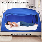 Privacy Blackout Sleep Bed Tent for Adults Kids Portable Bed Canopy Lightweight Breathable Mesh Windows Tents