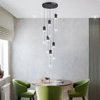 Modern Pendants Light for Kitchen Island Crystal Mini Chandeliers Dining Room LED Pendant Lighting Fixture High Ceiling Hanging Lights Bedroom Island Kitchen Foyer 6000K White Light Fixtures Black