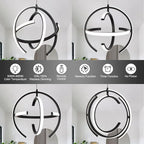 Modern Black LED Chandeliers, Dimmable Globe Pendant Lights Fixture, 13.8" Round Metal Hanging Light for Kitchen lsland, Dining Room Bedroom Foyer Hallway Stairway (3-Pack)