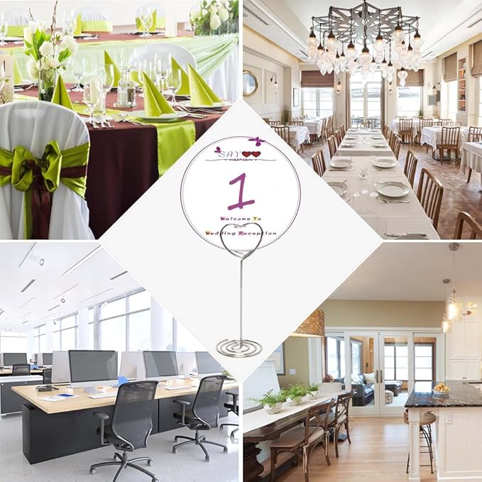 Table Number Card Holders Place Card Holder, 25 Pack Picture Holders for Tables, Heart Shape Photo Number Stands Menu Paper Card Clips for Wedding Party, Office, Restaurant (Silver)