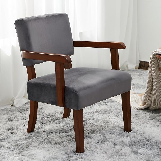 Modern Accent Chair, Upholstered Living Room Chairs with Wood Frame, Oversized Reading Armchair for Bedroom Waiting Room