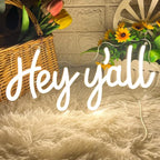 HDJSIGN Hey y'all Neon Sign for Wall Decor Home Decor Neon Light USB Powered LED Light Up Signs Room Decor Aesthetic Bar Pub Club Hotel Beauty Birthday Gift (15.74x7.44")