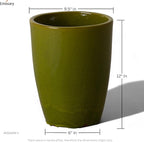 Emissary Bullet 9.5 in. Green Ceramic Round Planter (9.5 in. L x 9.5 in. W x 12 in. H) with Drainage Hole