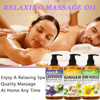 3 Pack Massage Oil for Massage Therapy,Sore Muscle Arnica Oil & Relaxing Lavender Oil & Ginger Oil Lymphatic Drainage & Massage Ball,Lymphatic Drainage Massager Body Oil,Massage Kit Gifts for Women