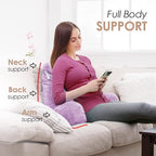 Nestl Reading Pillow Standard Bed Pillow, Back Pillow for Sitting in Bed Shredded Memory Foam Chair Pillow, Reading & Bed Rest Pillows Lavender Back Pillow for Bed, Bed Chair Arm Pillow with Pockets