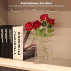 Book Vase for Flowers Home Décor,Artistic and Cultural Flavor Decorative Acrylic Clear Vase for Home and Office,Creative Gifts for Book Lovers. (Transparent)