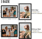 Vittanly 12x16 Picture Frames Set of 9, Shatter Resistant Plexiglass, Display 11x14 Pictures with Mat or 12x16 without Mat, Photo Frames for Wall Mount, Engineered Wood, Black