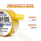 TAPEBEAR Carpet Tape Double Sided 2Inch x 30Yards, Heavy Duty Rug Gripper Anti Slip Anti Curling Floor Tape Residue-Free, Two Sided, Removable, Waterproof for Area Rugs, Mats, Strong Hold for Tile