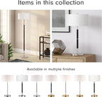 Henn&Hart 2-Light Floor Lamp with Fabric Shade in Blue/Brass/White, Floor Lamp for Home Office, Bedroom, Living Room