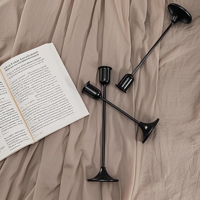 Candle Holder 3 PCS Candlestick Holders, Black Taper Candle Stick Holder, Modern Decorative Centerpiece, Halloween Decor, Gift for Home Fireplace Housewarming Candelabra Décor