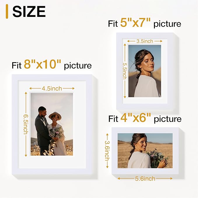 Vittanly 15 Pack Picture Frames Collage Wall Decor for Mounting or Tabletop Display, Gallery Frame Set for Family, Multi Sizes Including 3pcs 8x10, 6pcs 5x7, 6pcs 4x6, White