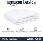 Amazon Basics Comforter Blanket Twin/Twin XL, Reversible Lightweight Microfiber All Season Blanket, White