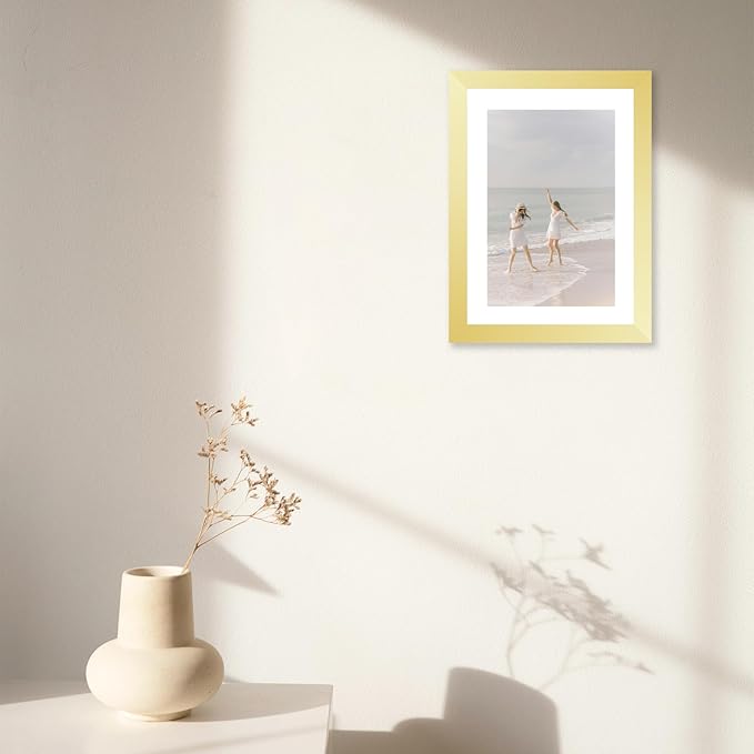 12 Packs 5x7 Picture Frames Bulk, Display 4x6 with Mat or 5x7 Without Mat, Gold Gallery Frame Set, 5 by 7 Frames Bulk Set of 12, Collage Wall Decor Photo Frame Set for Wall and Tabletop, Gold