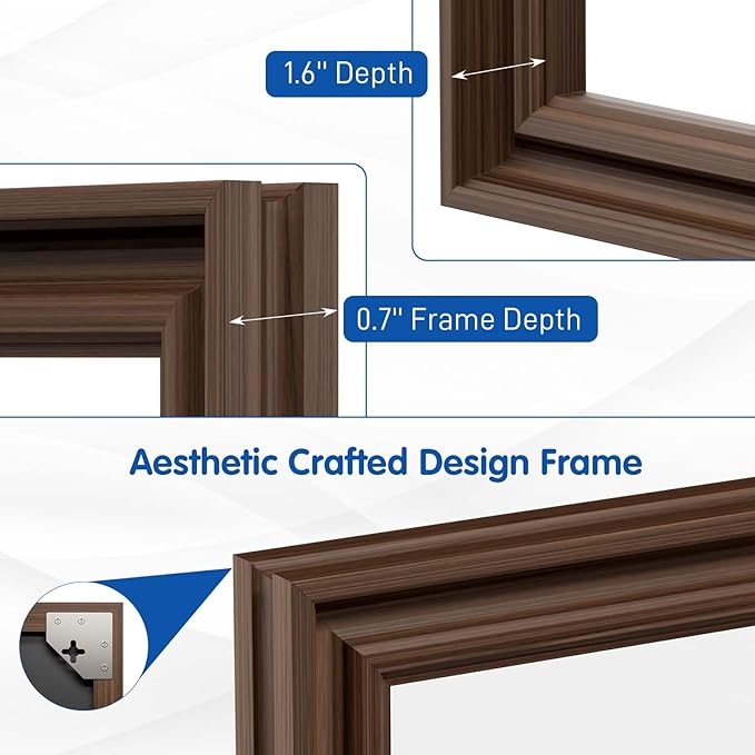 WEER Retro Copper Bathroom Mirror, 40x30 Inch Bronze Oil Rubbed Framed Mirror, Rectangle Classic Vintage Framed Wall Mirror, Farmhouse Vanity Mirror, Tempered Glass, Vertically or Horizontally