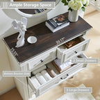 Farmhouse 5 Drawers Dresser for Bedroom, 46" Tall Dressers & Chests of Drawers w/Roman Column, Large Storage Dressers Organizer for Bedroom, Hallway, Living Room, White