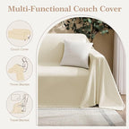 Couch Cover for Dogs Sectional Sofa Covers Washable for 2 Cushion Couch, Chenille Couch Cover Blanket, Sectional Sofa Slipcovers, Multi-Use Furniture Protector for Kids, Pets, 71" X118", Beige