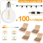 200FT LED Outdoor String Lights with 100+4 Bulbs, Shatterproof Waterproof Patio String Lights for Outside, Connectable 2200K Dimmable Commercial Hanging Light for Christmas Backyard Cafe Garden Bistro