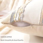 Boho Throw Pillow Covers 18x18 Set of 2 Farmhouse Decorative Cushion Case Striped Square Pillows Cover Chenille Pillow Cases Accent Neutral Pillowcase for Sofa Couch Bed,Orange-Gray