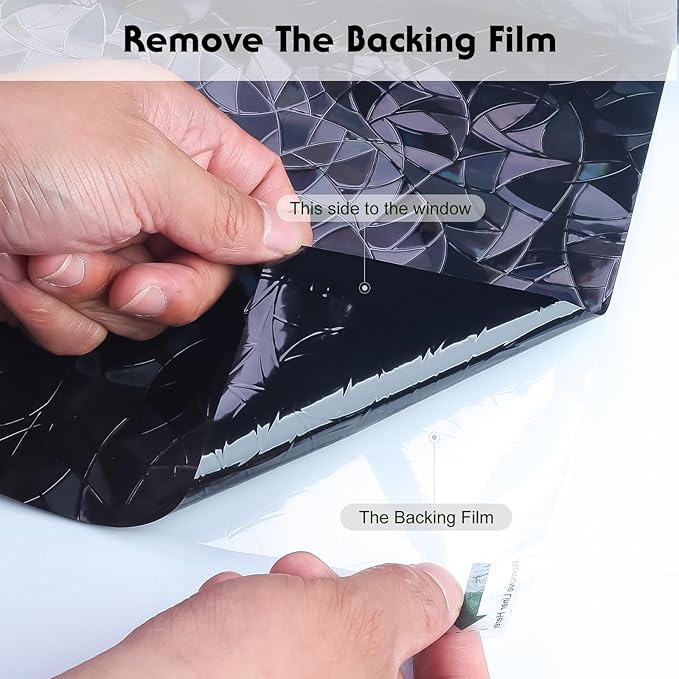 Volcanics Total-Blackout-Window-Privacy-Film, Rainbow Room Darkening Black Window Cover, Static Cling 100% Light Blocking 35.4 x 78.7 Inches