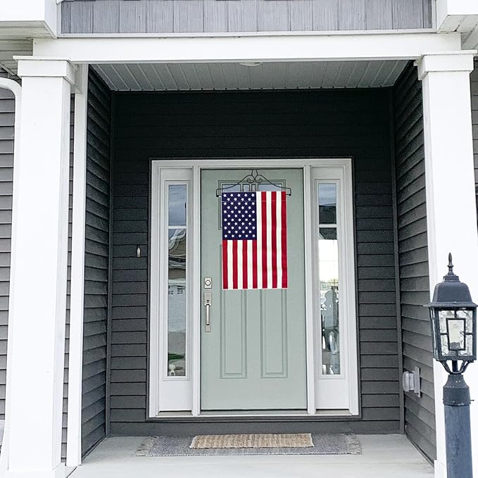 TOPFLAGS Garden Flag Holder with American Flag Garden Flag Banner Hanger for Wall Outside Yard Small 12x18 Inch