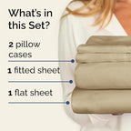 Twin Sheets Set 4 Piece - Includes 2 Pillowcases - Bed Sheets Twin Size - Soft Hotel Luxury Bedding - Cooling, Comfy, Cozy and Breathable - 1 Flat & 1 Fitted & 2 Pillowcases w/ Deep Pockets - Beige