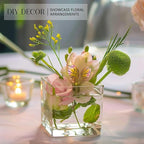 KEYWING 6 Pack Square Glass Vase 4" x 4" x 4", Clear Flower Vases for Centerpieces, Square Glass Cube Vase Candle Holder for Wedding, Party, Home Office Decoration