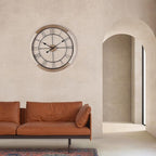 Wall Clock for Living Room Decor, 24'' Big Wall Clocks for Office, Rustic Clock Battery Operated, Distressed White Roman Numeral Clock, Round, Wood Wall Clock