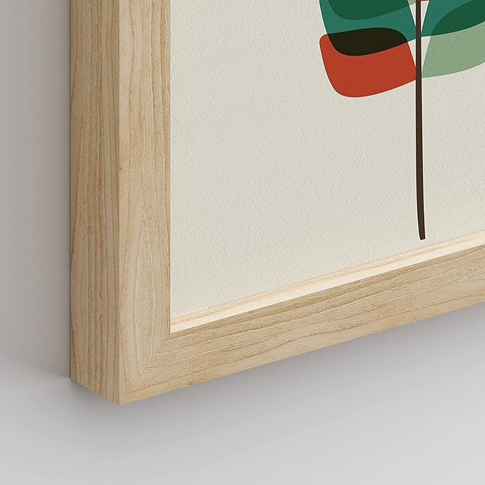 SIGNWIN Framed Mid-Century Modern Retro Botanical Flower Garden Wall Art, Set of 4 Abstract Geometric Wall Decor Prints, Nature Wilderness Wall Décor for Living Room, Bedroom - 12"x16" Natural