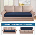 H.VERSAILTEX Velvet Stretch Individual Couch Cushion Cover Plush Cushion Slipcover for Loveseat Sofa Cushion Furniture Protector Seat Cushion Sofa Cover (1 Piece Sofa Cushion Cover, Navy)