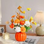 Artificial Flowers, Fake Flowers in Vase, Silk Flowers with Ceramic Vase, Faux Flowers Arrangement for Homes, Restaurants Decoration Dining Table Centerpiece Decor (Orange)