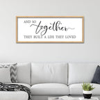 And So Together They Built A Life They Loved Wall Decor 32"X12" Inspirational Family Quote Sign for Bedroom Master Bedroom Above Bed Couple Large Wood Framed Art Wall Hanging (Wood)