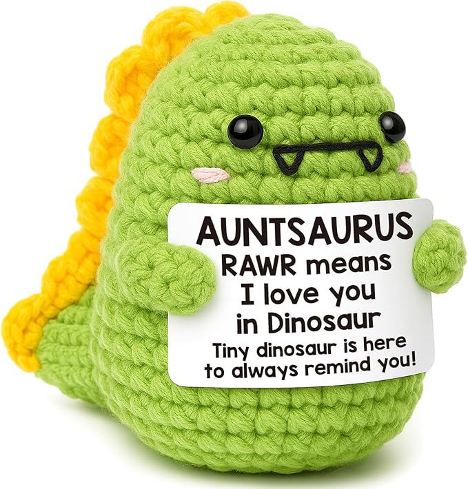 OCCdesign Mini Christmas Aunt Gifts from Niece Nephew RAWR I Love You Auntie Best Aunt Ever Gifts Cute Handmade Crochet Dinosaur for Christmas Thanksgiving Day Birthday Gift for Auntie Aunty to be