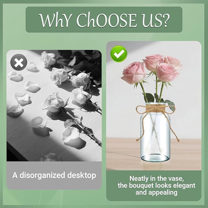 6PCS Transparent Glass Flower Vases for Centerpieces Boho Cylinder Bud Vases in Bulk Mason Jars for Weddings, Parties & Vintage Home Decor(Transparent 6)