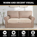 PrinceDeco Velvet Couch Cushion Cover Stretch Sofa Seat Covers Washable Cushion Slipcover for Chair Love Seat Sofa Cushion Furniture Protector Seat Cushion Sofa Cover (Each Width Up to 29.5", Ivory)