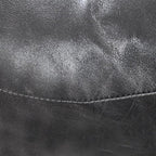 PF12 Goat Leather Handmade Eco-Friendly Black Pouf - Round Shape, 18" x 18" x 18", Plain Solid, Recycled Cotton Filled