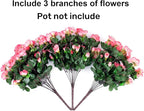 Ivydale Artificial Faux Flowers Plants for Outdoor Outside Fall Decoration, Fake Silk Pink Camellia UV Resistant Realistic for Planter Pot Porch Patio Balcony Garden Yard Home Decor, 3 Large Bundles