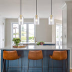 Black Brass Pendant Lights Kitchen Island - Clear Glass Pendant Light Fixture Multiple Stems Rods 3 Units 12 Inch 3 Units 4 Inch (2 Pack Black Brass Downrod)