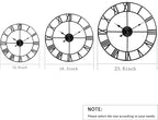 LEIKE 24" Modern Large Wall Clocks,Vintage, Round,Silent Non Ticking,Battery Operated,Silver Metal Roman Numerals Clock for Living Room/Bedroom/Kitchen Decor