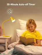 BOHON LED Desk Lamp with USB C+A Charging Ports Wireless Charger, 5 Colors Stepless Dimming Touch Reading Light, Flexible Gooseneck Lamp for Home Office Bedside Table College Dorm Room, Bright Yellow