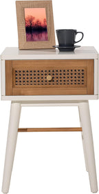 COZAYH Fully-Assembled Modern Farmhouse Clean-Lined Nightstand, End Table with 1 Drawer,Distressed White